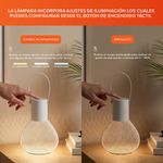 Lámpara de Mesa LED Recargable de 1 W CCT con Control Táctil y Asa en Color Blanco