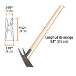Azadón de Dos Cuernos con Mango de Madera de 54 Plg para Jardinería