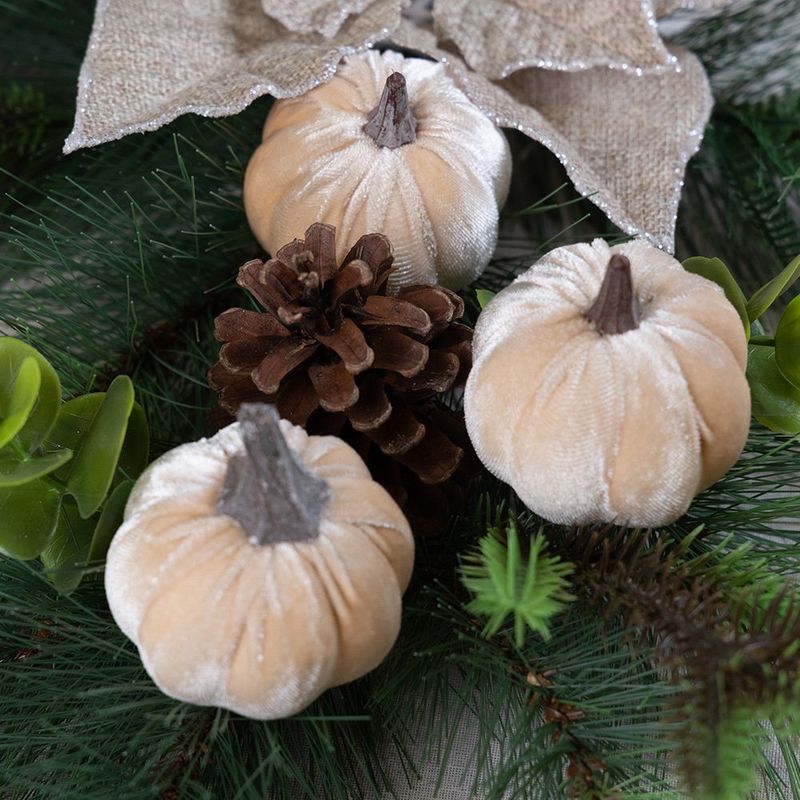 Set de 3 Calabazas Decorativas de Foam Color Crema 12 x 12 x 6 cm