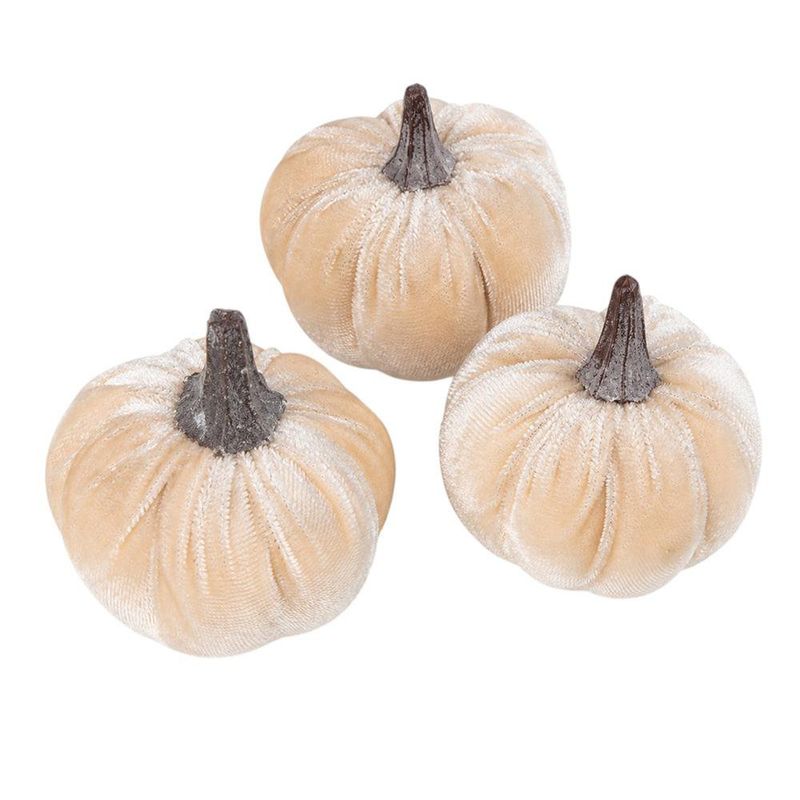 Set de 3 Calabazas Decorativas de Foam Color Crema 12 x 12 x 6 cm