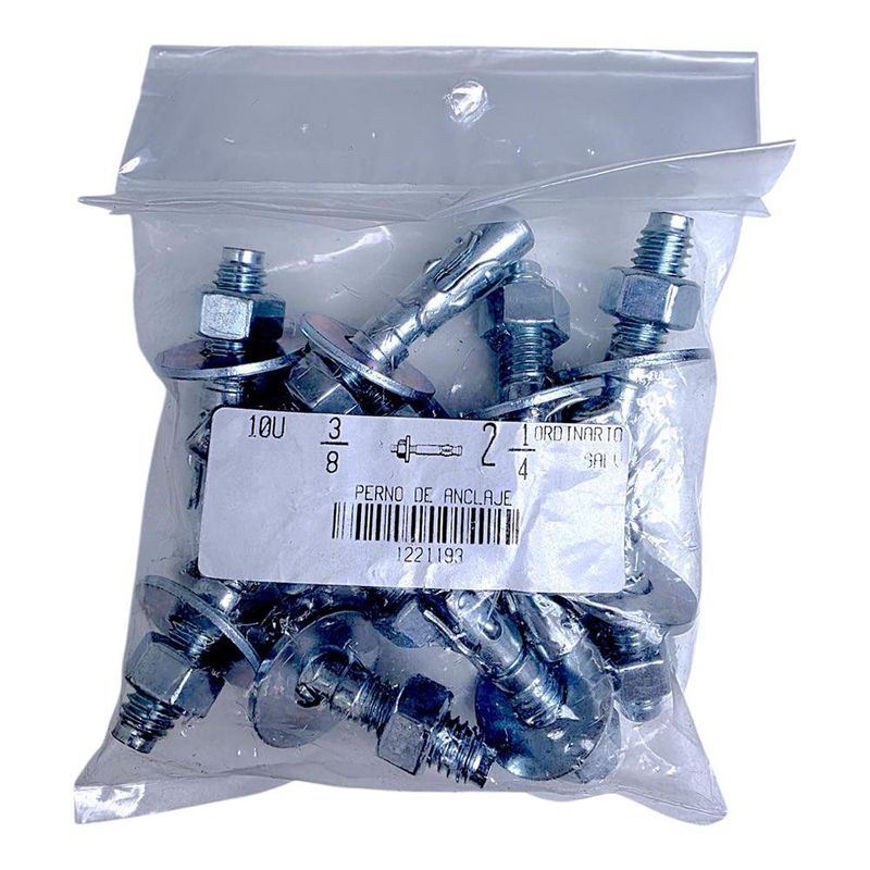Pernos de Anclaje de 3/8 x 2-1/4 Plg 10 Unidades