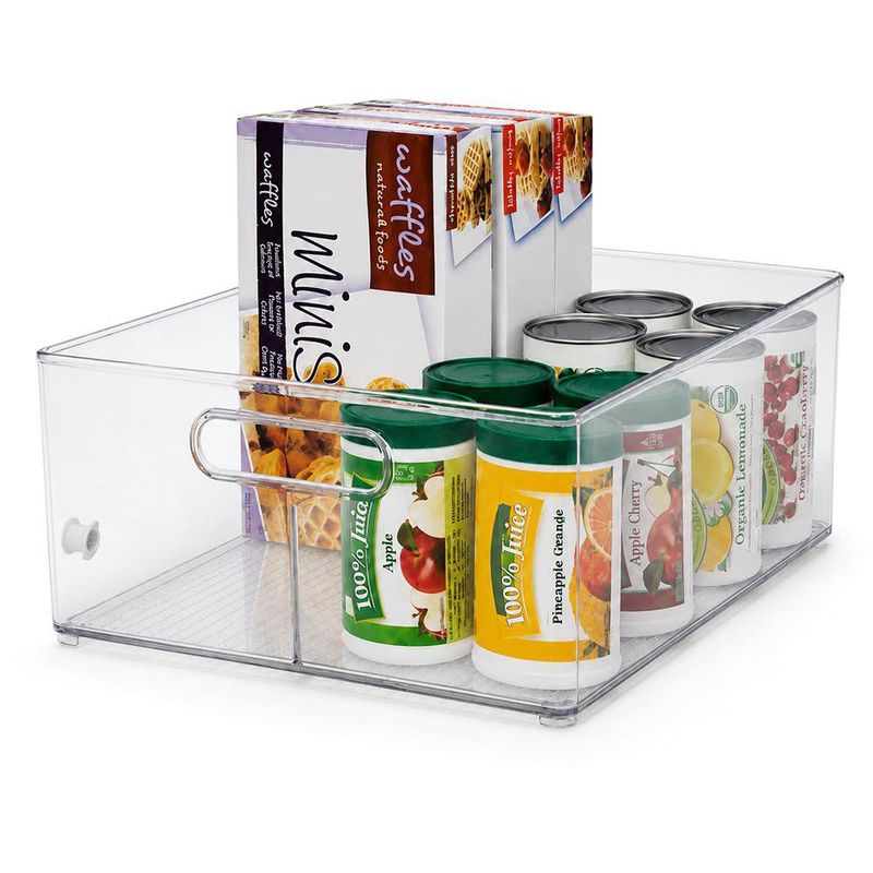 Organizador Apilable con 2 Divisiones de Plástico Transparente 37 Cm con Asas para Despensa