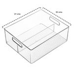 Organizador Apilable con 2 Divisiones de Plástico Transparente 37 Cm con Asas para Despensa