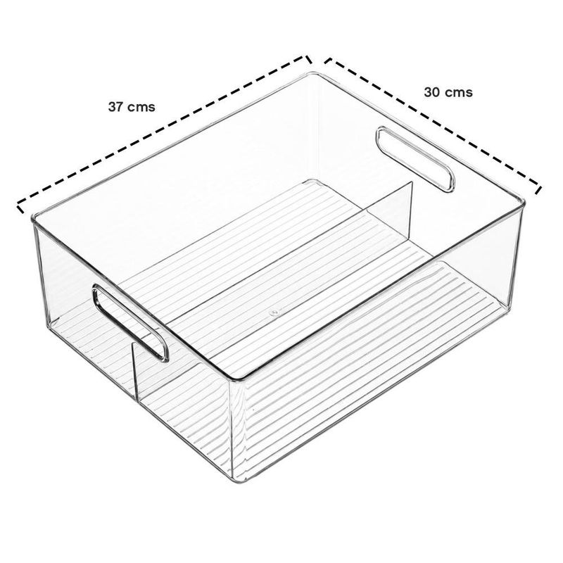Organizador Apilable con 2 Divisiones de Plástico Transparente 37 Cm con Asas para Despensa