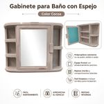 Gabinete para Baño de Plástico con Espejo Color Cocoa