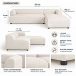 Sofá Esquinero Lara para 4 personas en Color Beige de 255 x 156 x 70 Cm