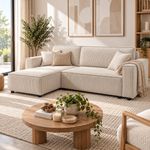 Sofá Esquinero July con Extensión Izquierda y Tapizado Acanalado Beige de 240 x 142 x 82 Cm
