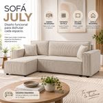 Sofá Esquinero July con Extensión Izquierda y Tapizado Acanalado Beige de 240 x 142 x 82 Cm