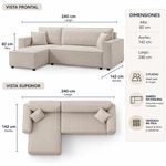 Sofá Esquinero July con Extensión Izquierda y Tapizado Acanalado Beige de 240 x 142 x 82 Cm