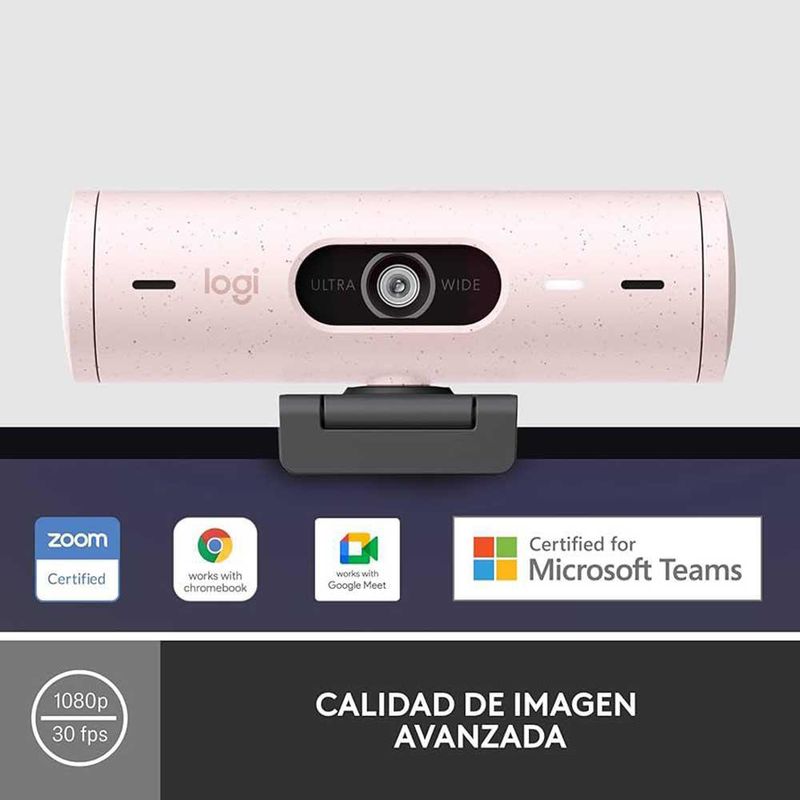Cámara Web Full Hd Rosada Brio 500 De 1080 P - Logitech