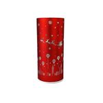 Linterna LED Giratoria Navideña Roja de Vidrio 9 x 9 x 20.5 cm