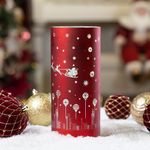 Linterna LED Giratoria Navideña Roja de Vidrio 9 x 9 x 20.5 cm