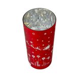 Linterna LED Giratoria Navideña Roja de Vidrio 9 x 9 x 20.5 cm
