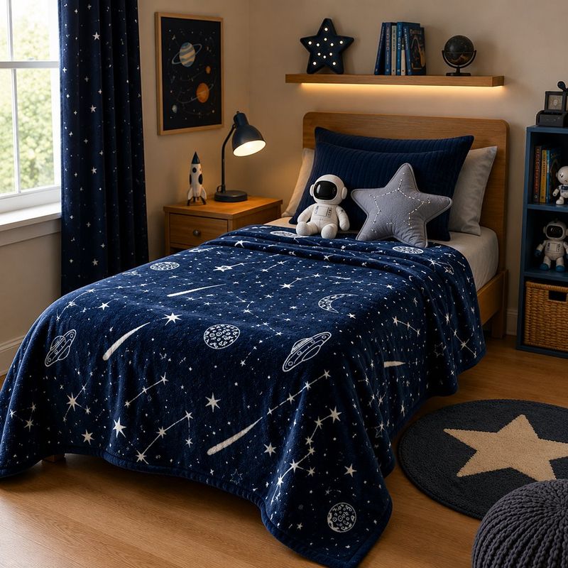 Throw Infantil con Diseño de Galaxia de 127 X 178 cm