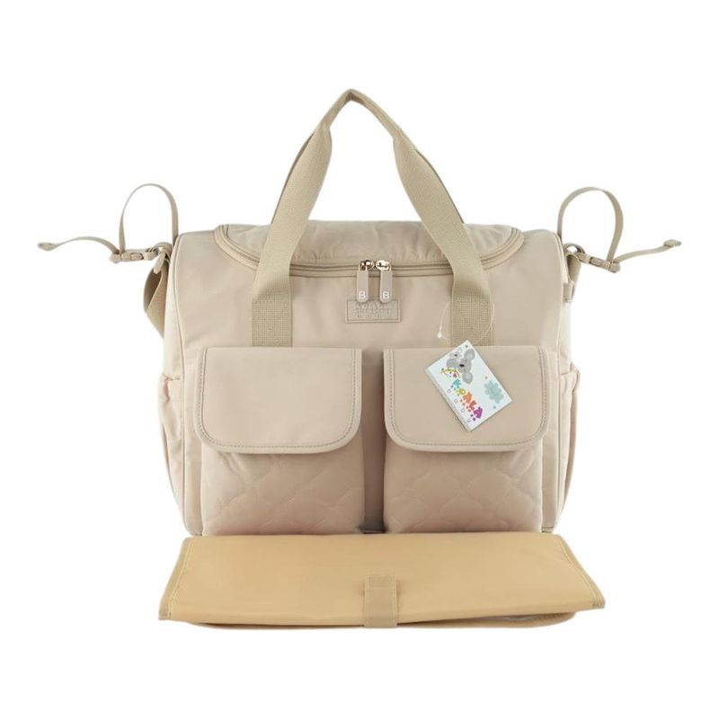 Pañalera Tipo Bolso con Múltiples Compartimentos Color Beige