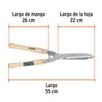 Tijera para Poda de Arbustos 21.5 Plg con Cuchillas de Acero al Carbono y Mangos de Madera
