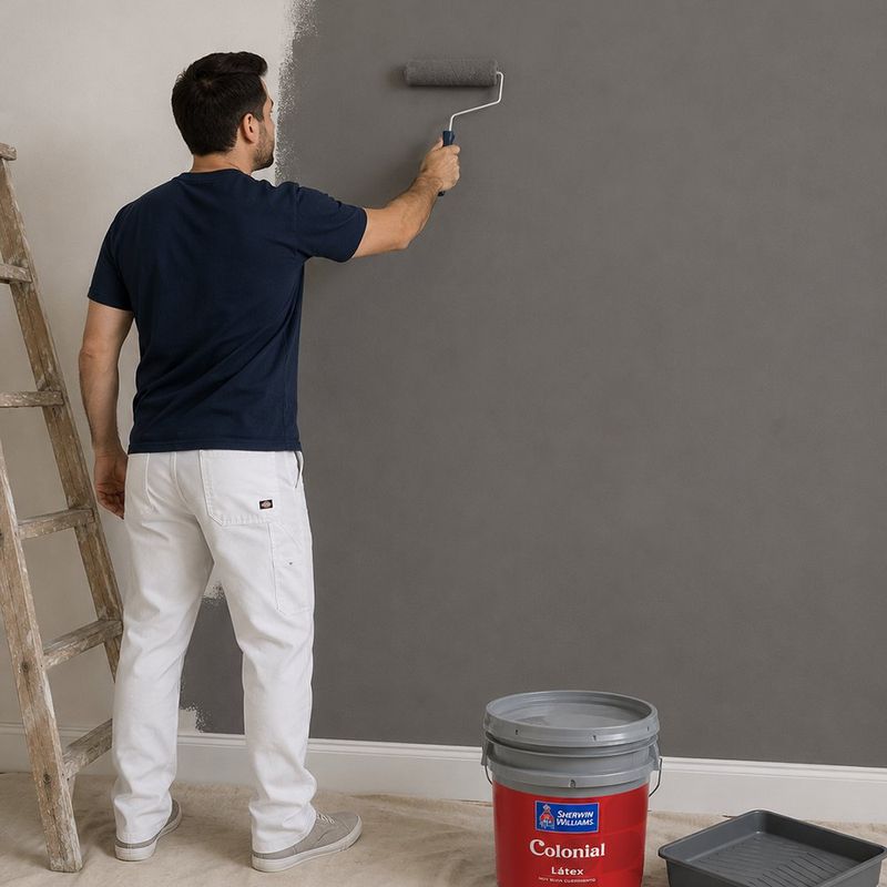 Pintura Látex Colonial Mate Color Gris Cantera de 5 Galones