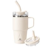 Termo Skyline Horizon Mug de Acero Inoxidable de 600 mL con Doble Tapadera Color Crema