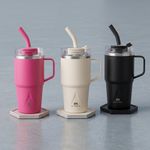 Termo Skyline Horizon Mug de Acero Inoxidable de 600 mL con Doble Tapadera Color Crema
