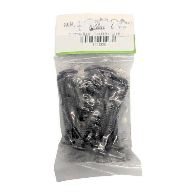 Tornillos de Carrocería de 1/4 x 2 Plg en Bolsa de 10 Unidades