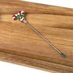 Bandeja Navideña de Madera con Pinchos Decorativos de Bastón 44 x 13 x 2.5 cm