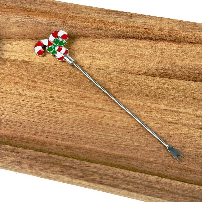 Bandeja Navideña de Madera con Pinchos Decorativos de Bastón 44 x 13 x 2.5 cm