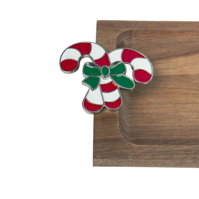 Bandeja Navideña de Madera con Pinchos Decorativos de Bastón 44 x 13 x 2.5 cm