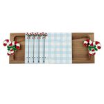 Bandeja Navideña de Madera con Pinchos Decorativos de Bastón 44 x 13 x 2.5 cm