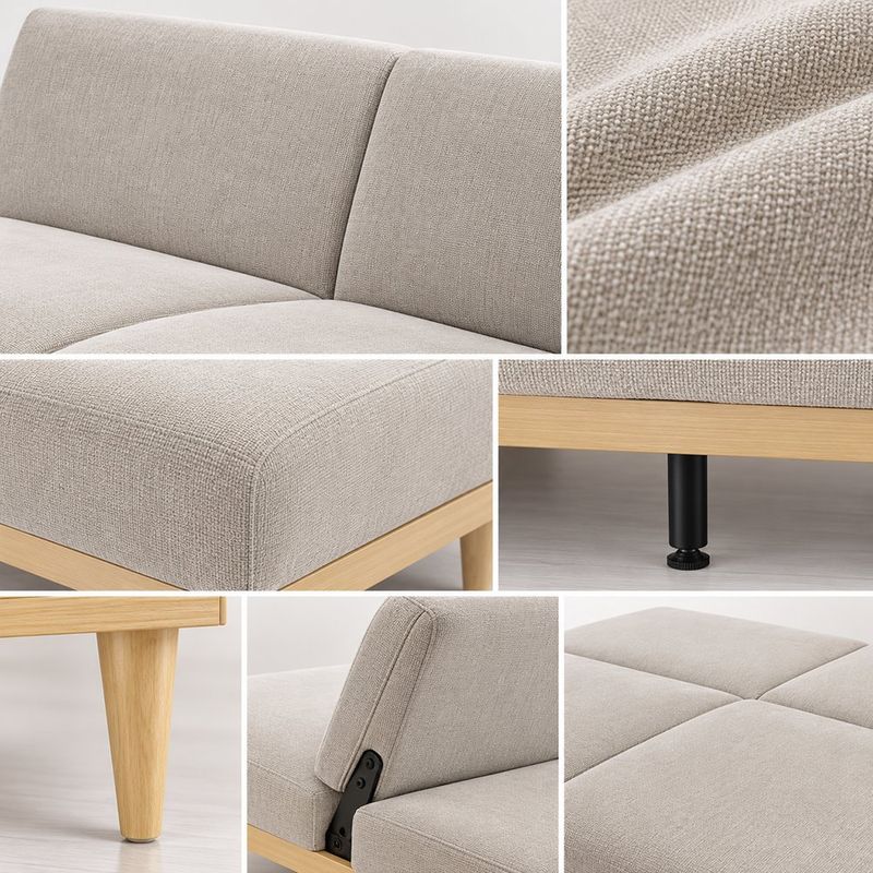 Sofá Cama Stuart con Respaldo Reclinable de 189 x 89 x 87 Cm Color Beige