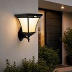 Farol Solar para Pared con Sensor de Movimiento Negro para Exterior