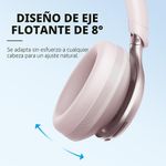 Audífonos Inalámbricos Over-Ear con Cancelación de Ruido y Bluetooth en Color Rosado