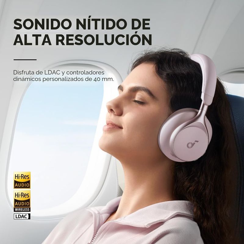 Audífonos Inalámbricos Over-Ear con Cancelación de Ruido y Bluetooth en Color Rosado