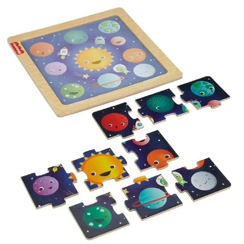 Rompecabezas de Madera Fisher-Price con Diseño del Sistema Solar de 10 Piezas