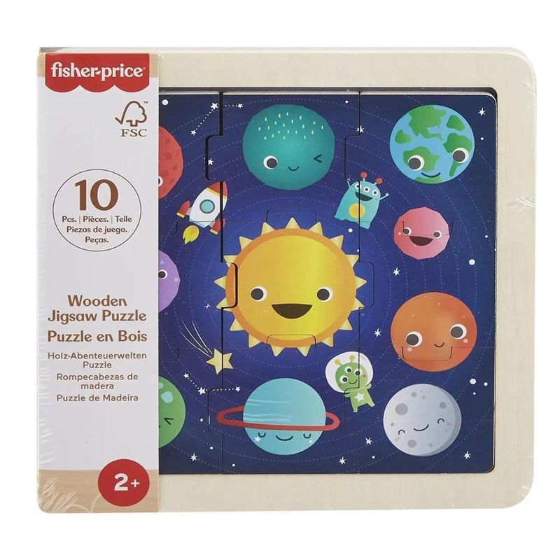 Rompecabezas de Madera Fisher-Price con Diseño del Sistema Solar de 10 Piezas