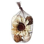 Set de Calabazas y Girasol Decorativas de Foam Color Crema 12 x 12 x 6 cm