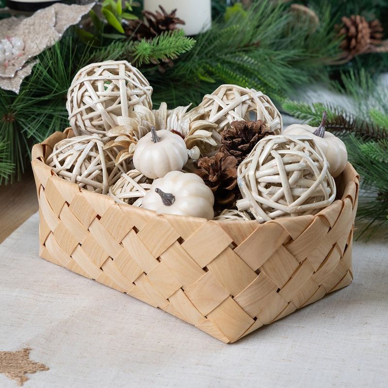 Set de Calabazas y Girasol Decorativas de Foam Color Crema 12 x 12 x 6 cm