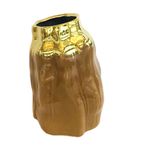 Florero Chocolate Y Dorado 15.5x23.5x15.5 Cm - Casa Bella