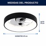 Ventilador de Techo Inteligente con Lámpara LED de 36 W, Aspas Retráctiles, Wi-Fi y Luz Ajustable Negro