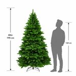 Árbol Navideño Artificial Evergreen 6.5 Pies de PVC con Ramas al Piso Verde para Interior