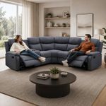 Set de Sala Esquinera Luigi Reclinable con Portavasos de 256 x 256 x 96 cm Gris Oscuro