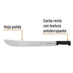 Machete Estándar de 20 Plg con Mango Negro Antiderrapante para Desbroce