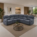 Set de Sala Esquinera Luigi Reclinable con Portavasos de 256 x 256 x 96 cm Gris Oscuro