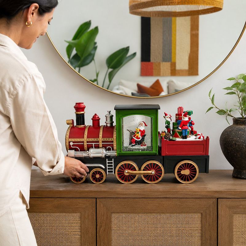 Tren Navideño con Bola de Agua y Luz