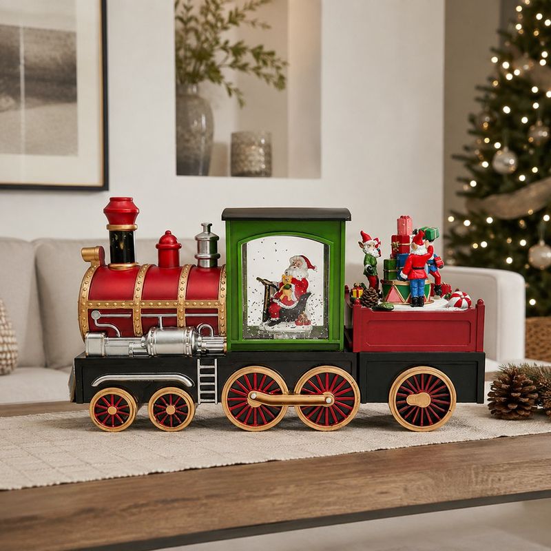Tren Navideño con Bola de Agua y Luz