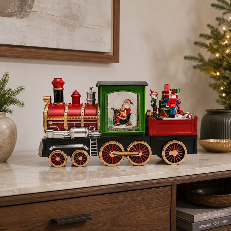 Tren Navideño con Bola de Agua y Luz