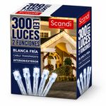 Serie de 300 Luces LED de 2 Funciones Blanco Frío con Cable Transparente para Interior y Exterior