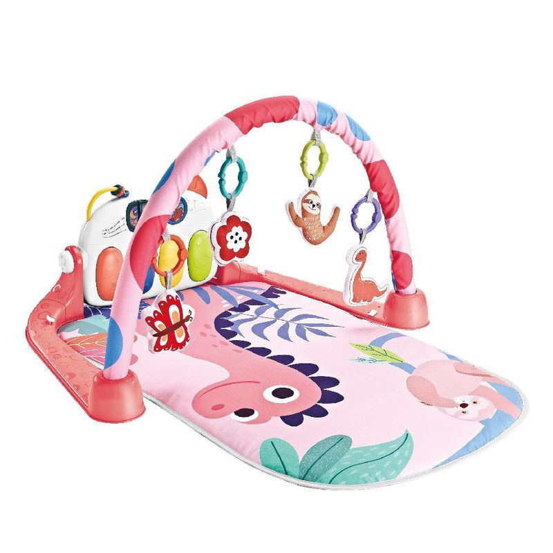 Gimnasio Interactivo Rectángulo Diseño de Dinosaurios con Piano Color Rosado