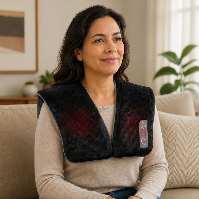 Masajeador de Cuello y Hombros con Calor, Vibración y Control de Intensidad para Casa y Oficina