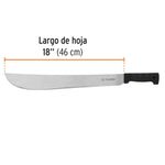 Machete Estándar de 18 Plg con Mango Negro Antiderrapante para Campo