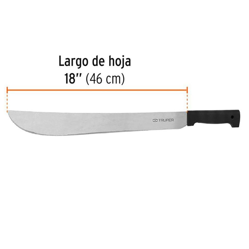 Machete Estándar de 18 Plg con Mango Negro Antiderrapante para Campo